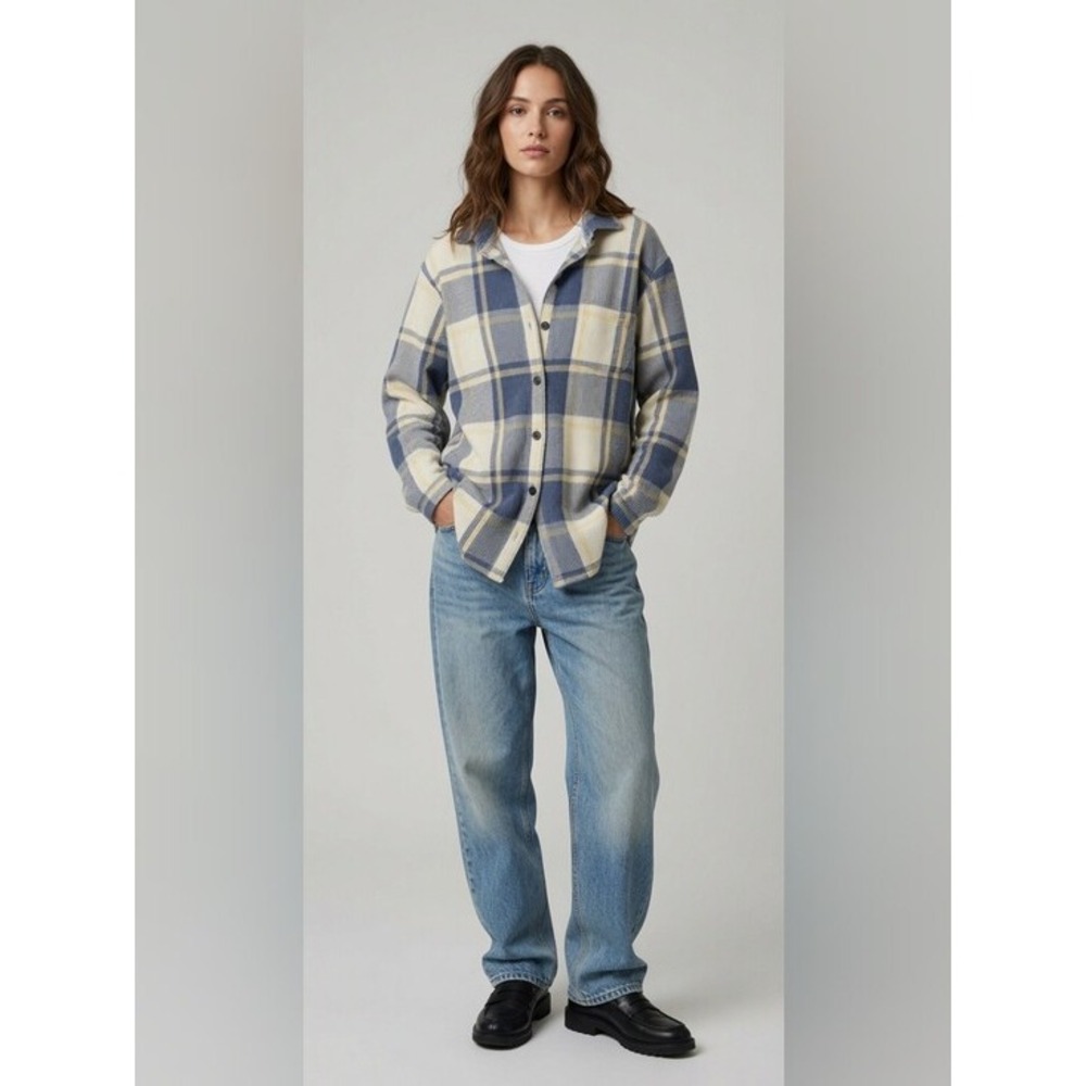 VTGY2K Basic Editions Ribbed Button Up Shirt Small Grunge Classic Casual Preppy‎